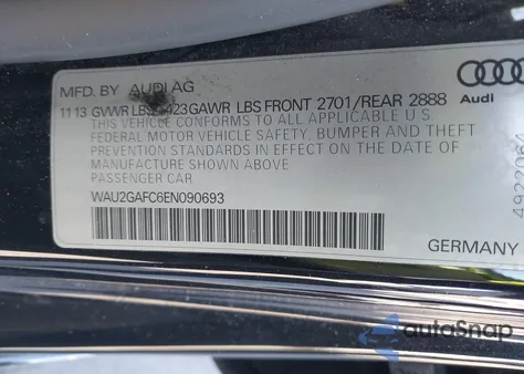 2014 Audi A7 3.0T Premium Plus z USA, uszkodzony, nr VIN WAU2GAFC6EN090693